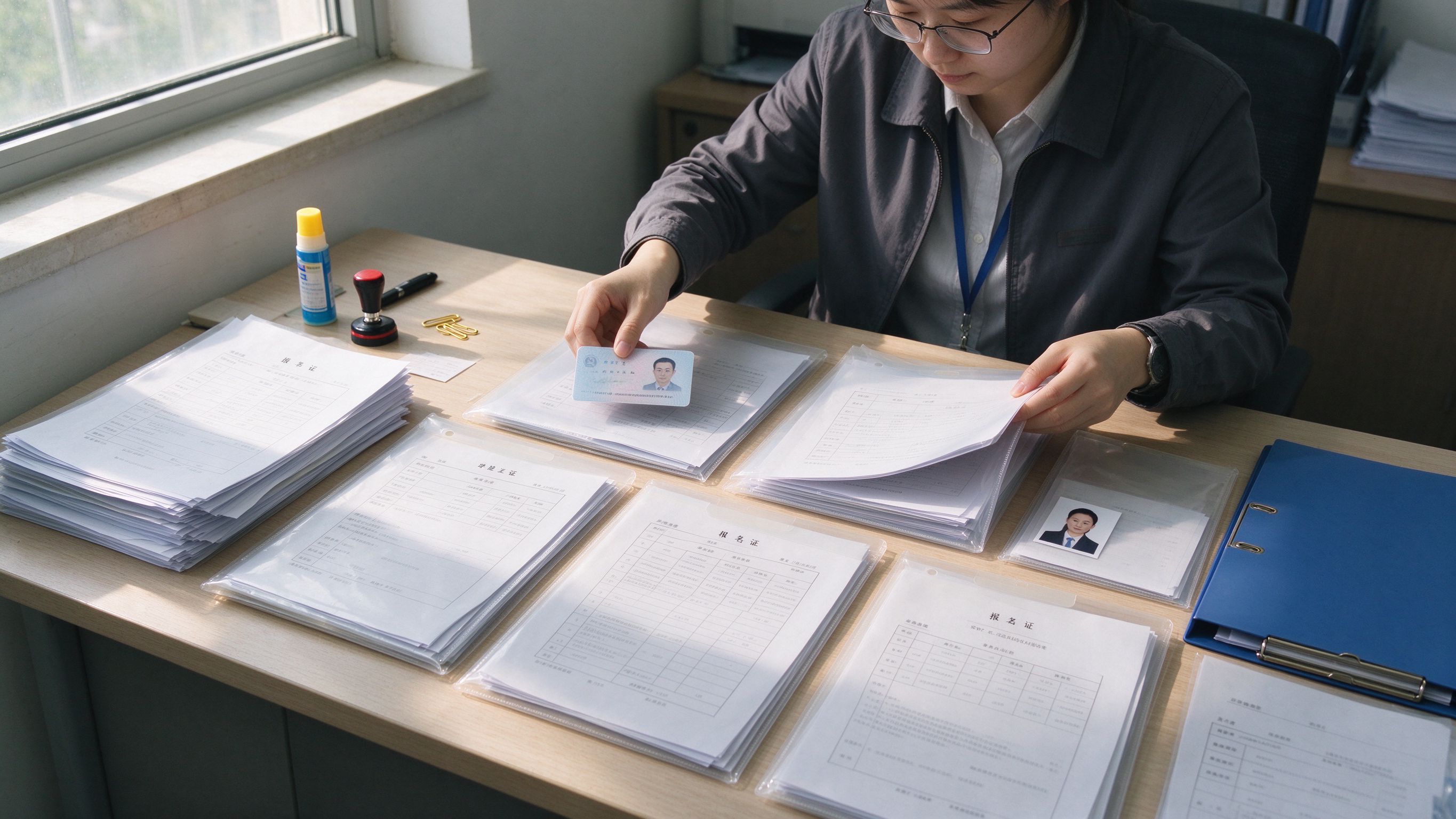 整理好的报考材料与证件